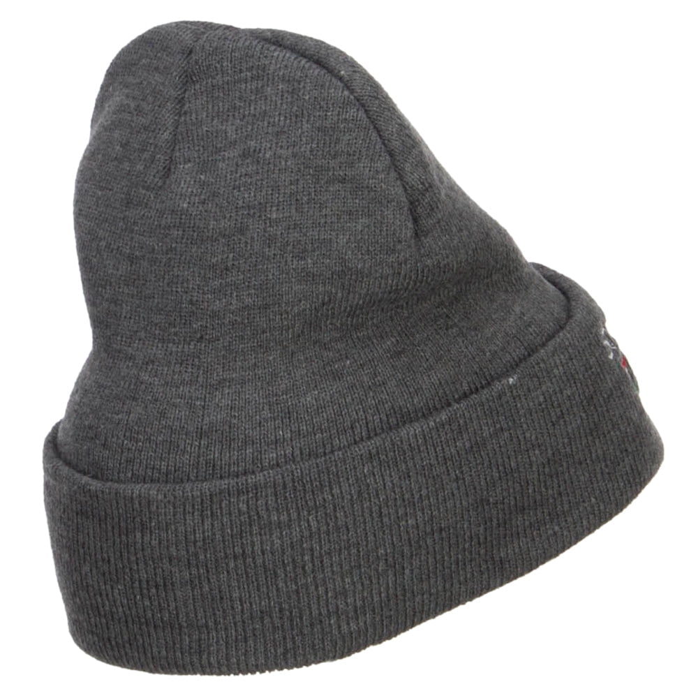 Christmas Stocking Stuffers Embroidered Long Beanie - Dk Grey OSFM