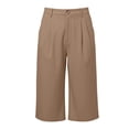 thumbnail image 5 of BUWTTER Mens Capri Pants Flat Front 3/4 Length Trouers Summer Lightweight Breathable Straight Leg Shorts with Pockets Brown S, 5 of 5
