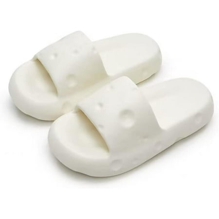 

Pillow Slippers Non-Slip Bathroom Shower Sandals Soft Thick Sole Indoor and Outdoor Slides White-6-7