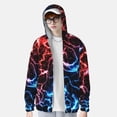thumbnail image 2 of Fotbe Red And Blue Lightning Chaqueta con Protección Solar UPF 50+ para Hombre y Mujer, Camisa con Capucha y Bolsillos-Large, 2 of 7