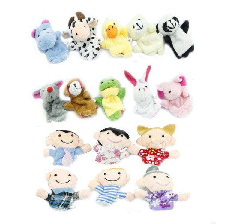 16PCS Story Finger Puppets Animals People Family Members Kids Educational Toy US 