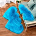 thumbnail image 1 of Double Heart Shaped Area Rug 1.1'x2.3' Fluffy Faux Sheep Skin Fur Area Rug Modern Carpet Fuzzy Rug Mat for Bedroom Kitchen Bathroom Living Room, Blue, 1 of 3