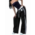 thumbnail image 6 of Womens Side Striped Pant Baggy Wide Leg Sweatpants Elastic Waisted Contrast Stripe Loose Fit Trousers Black L, 6 of 9