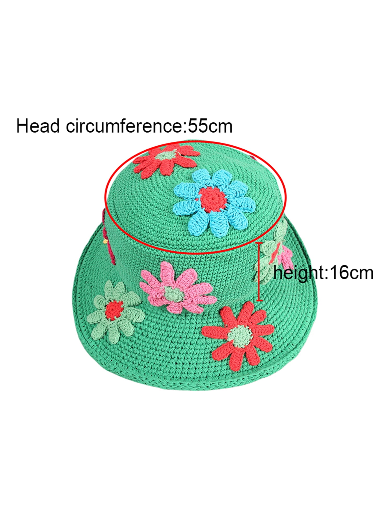 Women Crochet Bucket Hat Cute Flower Pattern Knitted Fisherman Hat Summer  Trendy Outdoor Wide Brim Sun Cap 