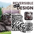 thumbnail image 3 of YHSF Korean Faux Mink Blanket - 2 Ply Thick & Soft Reversible Printed Plush Winter Throw - Warm Silky Raschel Blanket - Easy Care, Fade Resistant - White Tiger/Zebra Skin, Queen, 5 LB, 87 in x 75 in, 3 of 4