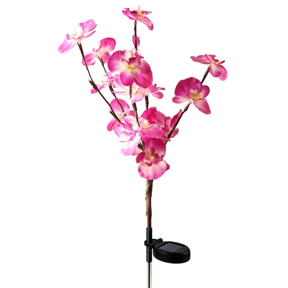 EpicGadget (2 Pack) Solar Orchid Flower Light, Outdoor Solar Flower Garden Decorative Stake Lights for Walkway Pathway Backyard Garden Christmas Decoration Parties (Warm White)