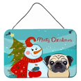 thumbnail image 1 of Caroline's Treasures - Muñeco de nieve con fawn Pug para colgar en la pared o en la puerta BB1882DS812, 8HX12W Caroline's Treasures BB1882DS812, 1 of 1