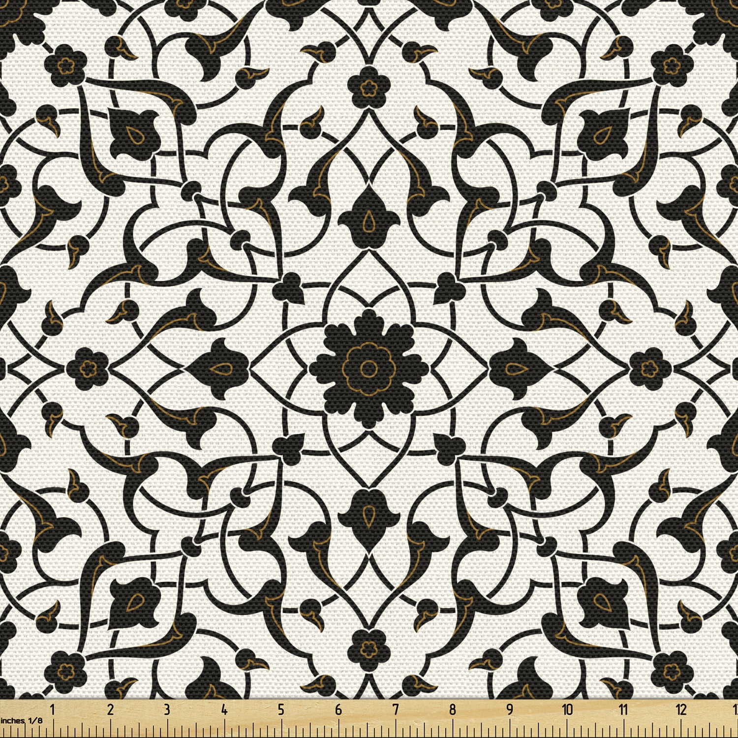 Antique Oriental Upholstery Fabric by the Yard, Repeating Traditional