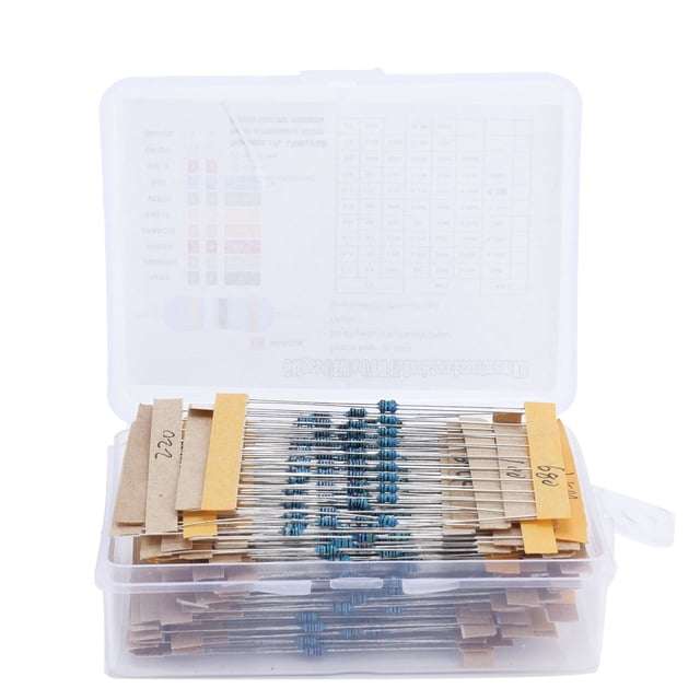 640Pcs Resistor 64 Values 1% Metal Film 1Ω10MΩ 1/6W Assortment Kit Set Pack for DIY