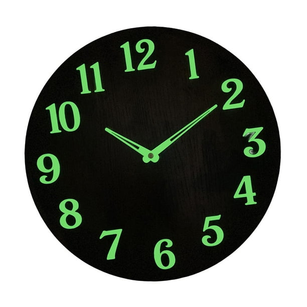 Horloge Murale Lumineuse à Faible Bruit Veilleuses en Bois de Style Rustique Circulaire pour la Cuisine de l'Hôtel Décoration Intérieure de Chambre à Coucher Extérieure StyleA