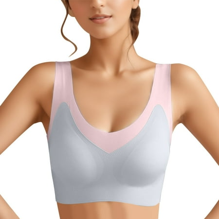 

CAICJ98 Lingerie for Women Women s Comfortable and New Back Gathering without Steel Ring Large Sports Bra Sports Bras Packs (Light Blue M)