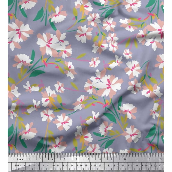 Soimoi Moss Georgette Fabric Leaves & Floral Artistic Decor Fabric Printed Yard 42 Inch Wide