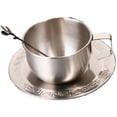 thumbnail image 1 of Jiibva Stainless Steel Coffee Cup Set with Saucer Cup Spoon 250ML Coffee Mug for Home Restaurant Cafe Breakfast Afternoon Tea, 1 of 7
