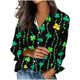 thumbnail image 3 of TaTaai Ladies St. Patrick's Day Print Satin Long Sleeve Button Up Shirt Fashion Lapel Casual Loose Blouse Satin Top for Daily Party Office Vacation Spring Winter Wear Gift, 3 of 5