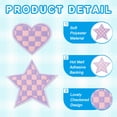 thumbnail image 3 of Uxcell 32 Pcs Corazón Estrella Parche de Planchar a Cuadros Bordados Aplicaciones Parche para Chaqueta Colección de Denim Ropa Vestido Gorras Jeans Accesorio DIY, Púrpura Claro/Rosa, 3 of 6