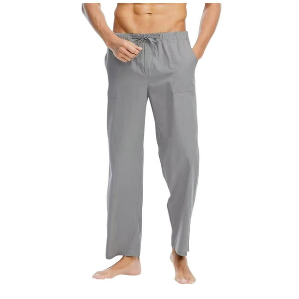 Pantalones largos para hombre, color liso, con bolsillos ajustados, pantalones largos para hombre, pantalones de poliéster y algodón.