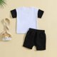 thumbnail image 2 of Gibobby Conjunto de pants para niño Camiseta de manga corta con estampado de letras para niños pequeños, pantalones cortos, conjuntos para niños(Blanco, 6-12 Meses), 2 of 5