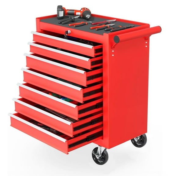 Rolling Tool Chest With 7 Drawer Tool Box With Wheels Multifunctional Tool Cart Mechanic Tool Storage Cabinet For Garage, Warehouse, Workshop, Repair Shop