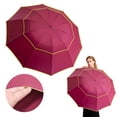 thumbnail image 1 of Extra Oversize Large Compact Golf Umbrella Double Canopy Vented Windproof Canopy Rustproof Folding Compact Rain Umbrellas, Can Comfortably Cover Multiple People, Practical Home Tool (Brick Red), 1 of 9