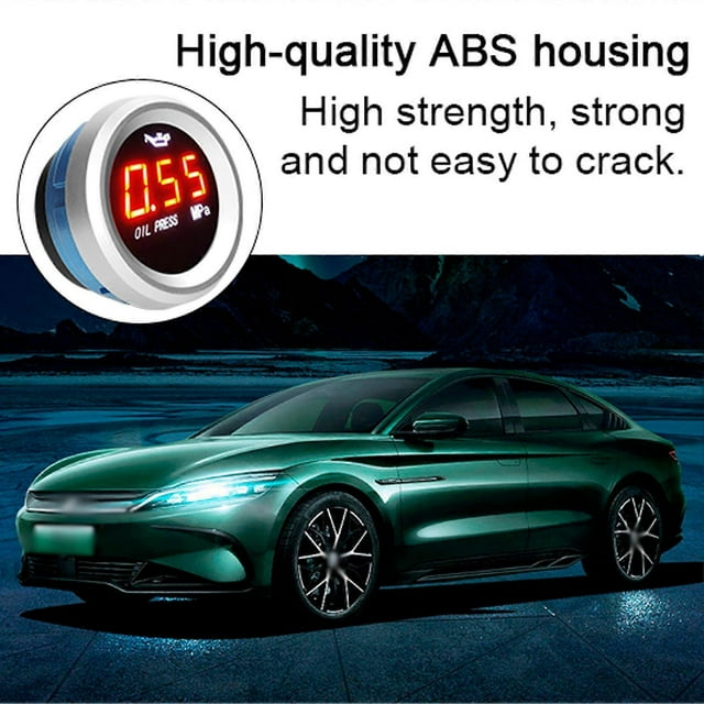 Manomètre de pression d'huile 52 mm, affichage numérique LED pour voiture, 9-35 V, avec capteur 1/8 NPT, fonction d'alarme