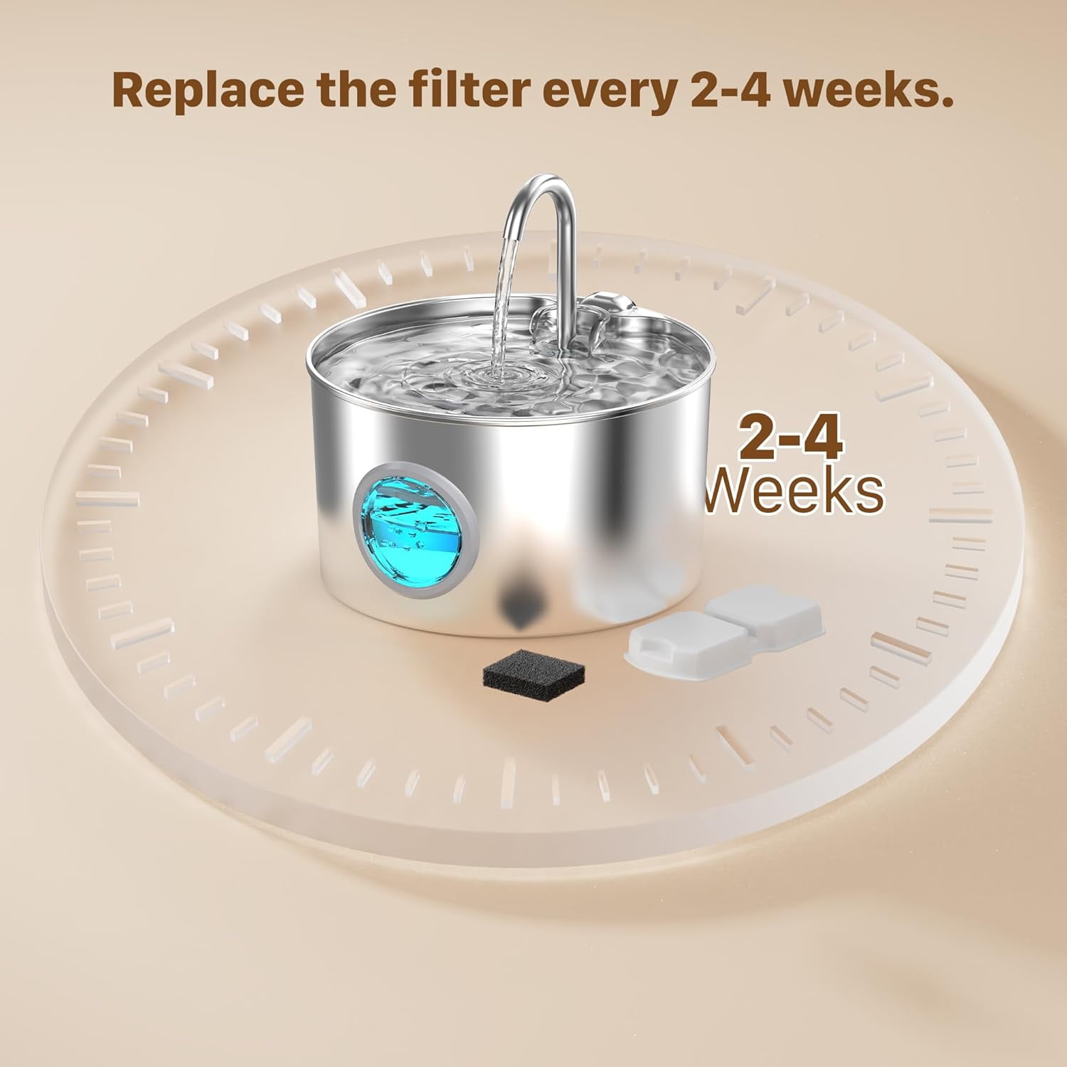Cat Water Fountain Filter Replacement: 12 Cat Fountain Filter - 12 Pet Fountain Filter - 6 Carbon Filters & 6 Foam Filters - Suitable for GIOTOHUN Stainless Steel Cat Fountain S11