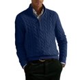 thumbnail image 2 of Men Half Zip Mock Neck Cable Knit Cotton Pullover Sweater XXXL, 2 of 7