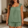 thumbnail image 6 of akafmk Plus Size Pajama Sets for Women 2 Piece Ruffle Tank Top Shorts Matching Sets Summer Loungewear Outfits, 6 of 7