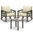 thumbnail image 6 of ECOPATIO Rocking Chair Bistro Set,3 Piece Outdoor Patio Furniture Set with 2 Rockers and 1 Metal Coffee Table with Thick Cushions for Porch,Backyard,Poolside,Beige, 6 of 8
