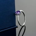 thumbnail image 3 of Gem Stone King 10K White Gold Purple Amethyst Solitaire Engagement Ring for Women (0.75 Cttw, Oval Checkerboard 7X5MM, Gemstone February Birthstone), 3 of 3