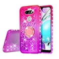 thumbnail image 2 of SOGA Rhinestone Quicksand Cover Cute Girl Phone Case for LG Aristo 5/Phoenix 5/Tribute Monarch/Fortune 3/Risio 4/LG K31 Case with Ring for Magnetic Car Mounts and Lanyard - Purple / Pink, 2 of 5