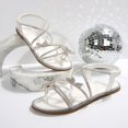 thumbnail image 6 of Bibifish Womens Flat Sandals Sparkly Elastic Slingback Rhinestone Butterfly Flat Sandals Summer Everyday Casual Street Wear Flat Sandals, 6 of 9