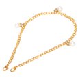 thumbnail image 1 of Collar con colgante de 3 perlas, cadena de barril, colgante de letras, collar de diamantes de imitación, bolsa, cadena de zapatos, dorado, 1 of 12