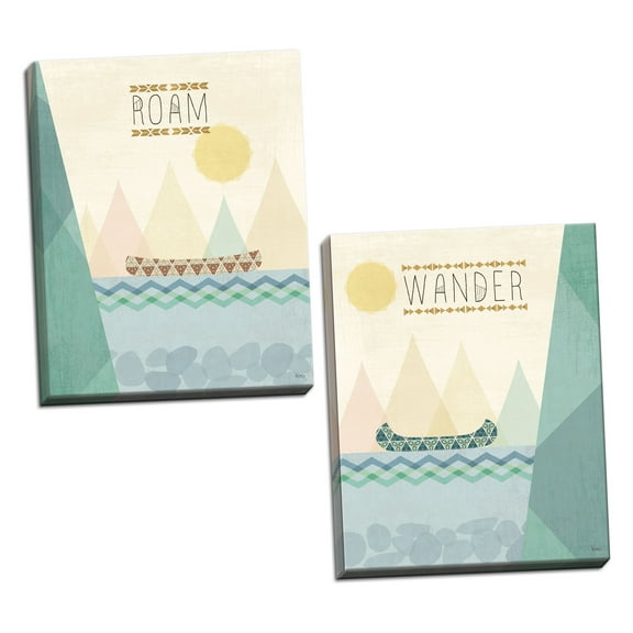 Gango Home Decor Contemporary Outdoor Geo II & III by Veronique Charron (Ready to Hang); Two 16x20in Hand-Stretched Canvases