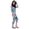 thumbnail image 3 of Moomaya Printed Cotton 3/4 Sleeve Shirt With Capri 2 Piece Nightwear Set Sleepwear For Womens, 3 of 7