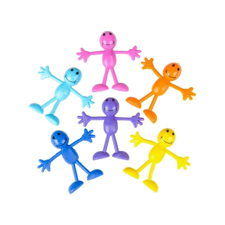 Set Of 12 Assorted Color Smile Man Bendable Figure Toy Decoration ...