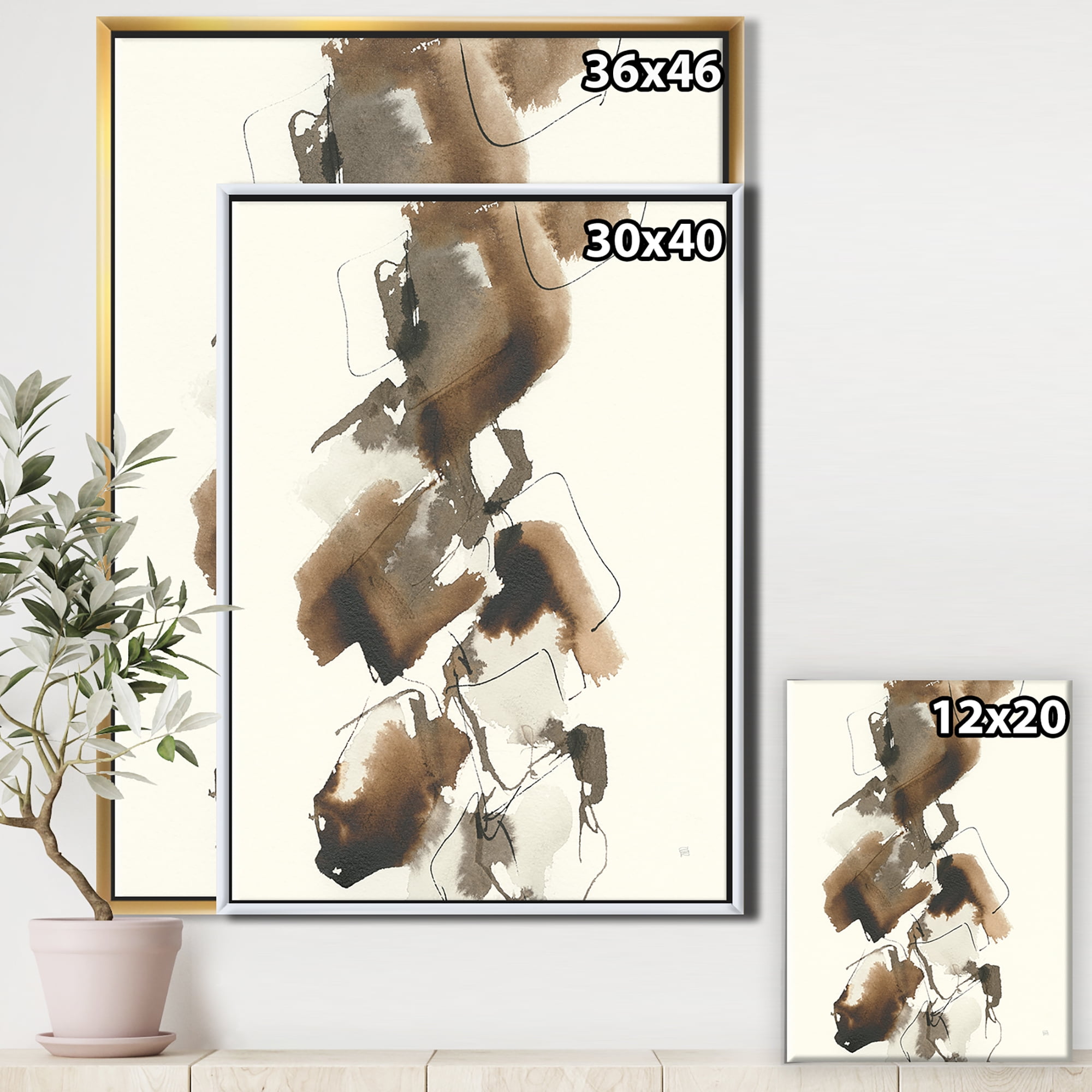 Designart ' Gold Glam Squares I ' Modern & Contemporary Framed Canvas