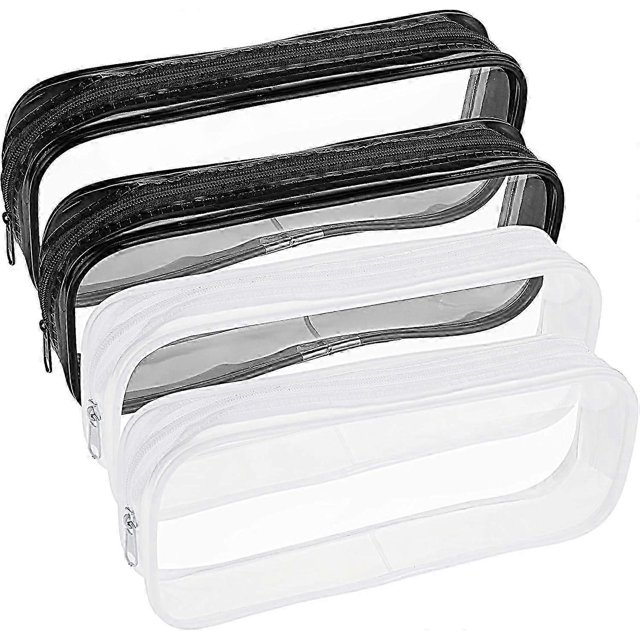4Pcs Large Clear Pencil Case, Travel Cosmetics Bag See Through Pencil Case Transparent Pen Case for School Pencil Pouch with Zipper