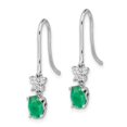 thumbnail image 2 of Auriga Fine Jewelry 14K White Gold 1/8ct Diamond and Oval Emerald Dangle Earrings for Women (L- 1.03 inch, W- 0.12 inch), 2 of 6