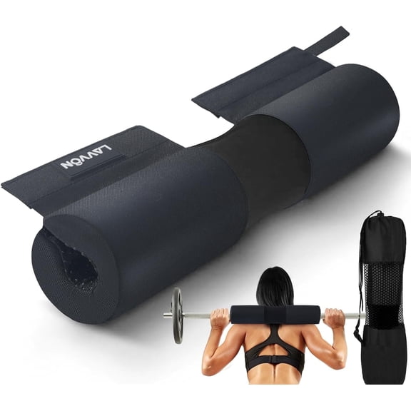 LAVVON Barbell Squat Pad Nylon Padding AntiSlip- Thick Foam Barbell Pad for Squats Cushion, Lunges&Bar Padding for Hip Thrusts - Standard Weight Bar Pad - Provides Cushion to Neck Shoulders Training