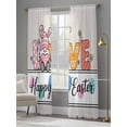 thumbnail image 4 of Spring Easter Sheer Curtains 84 Inch Length 2 Panels Set Window Treatments, Colorful Gnomes Rabbits Eggs Flowers Love Beige Rod Pocket Semi Curtains for Living Room/Bedroom/Kitchen, 104"W x 84"L, 4 of 7