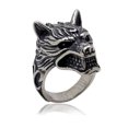 thumbnail image 2 of Mens Vintage Alloy Animal Ring: Giant Wolf Head Design Fashion Statement Ring for Men  Antique Silver Finish, 2 of 6