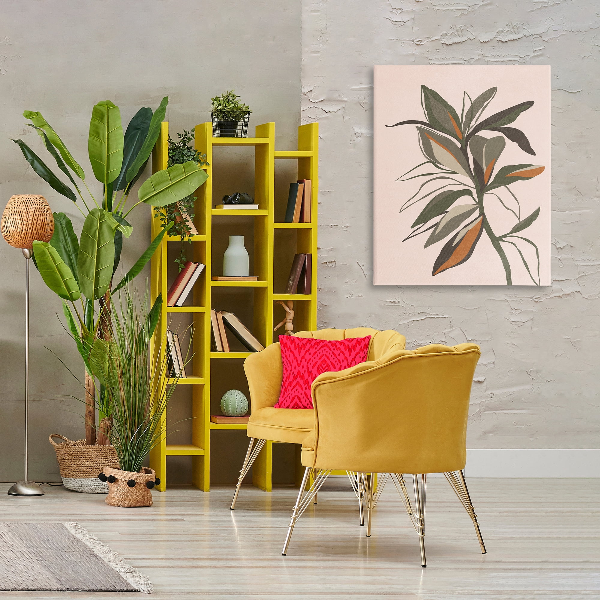 Stupell Industries Earthtone Boho Plant Plants & Flowers Painting Wrapped Canvas Art Print Wall Art, 30 x 40
