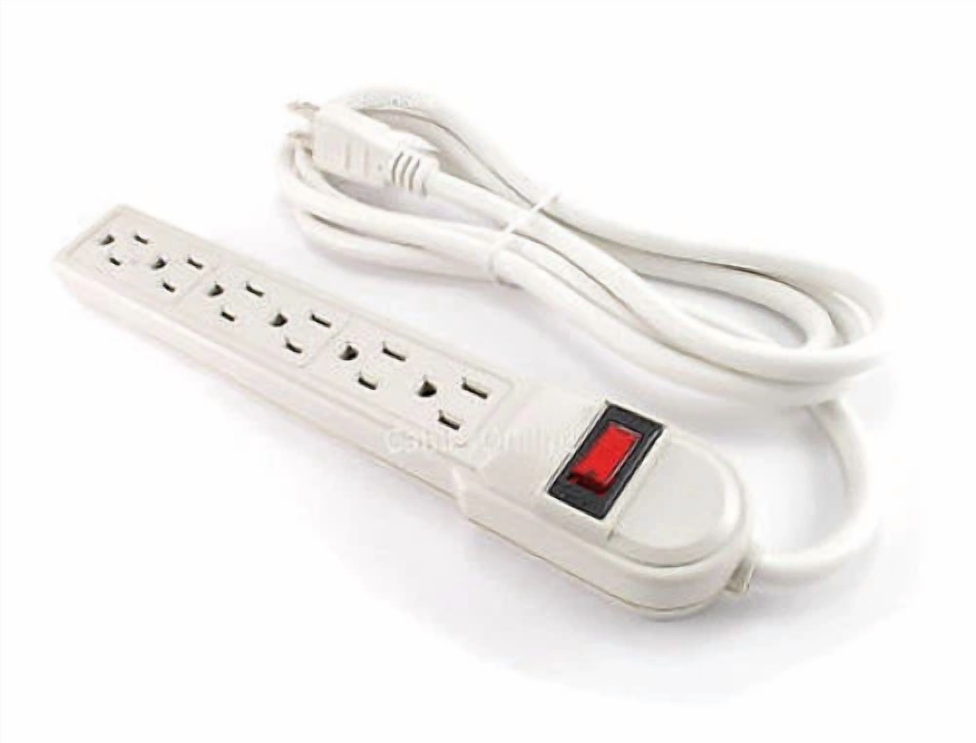 CRESTIN- 6 Outlet Surge Protector 90J / 15Amp Power Strip W/ 6Ft Cable, White, Sp-B01W