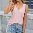 thumbnail image 2 of Annhoo Womens Sleeveless Tank Tops Summer Loose Hollow out V Neck Dressy Shirts Caual Beach Eyelet Blouse Tees, 2 of 7