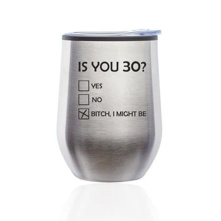 

Stemless Wine Tumbler Coffee Travel Mug Glass with Lid Is You 30 Funny 30th Birthday (Silver)