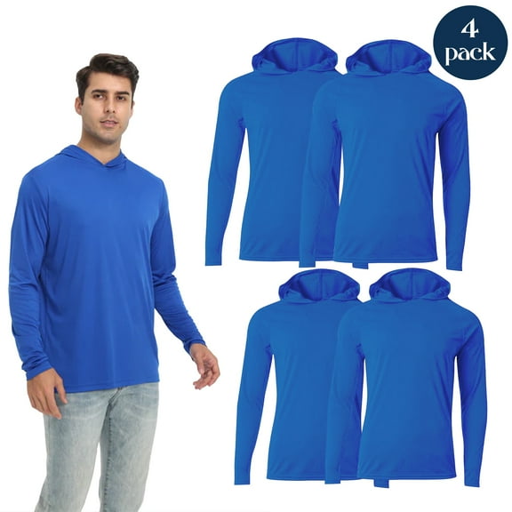 Zfeel Lightweight Poly Hoodie for Adult, Dry Fit Long Sleeve Hooded Pullover Active Royal Sweatshirt, Pack of 4, Size S