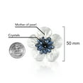 thumbnail image 6 of Vintage Elegance Mother of Pearl Shell and Blue Crystal Bead Flower Brooch Pin, 6 of 6
