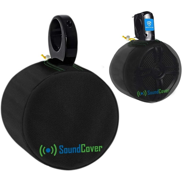2 Black Heavy Duty Marine Speaker Covers for Round 6.5