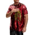 thumbnail image 5 of INSPIRE CHIC T Shirt for Men's Short Sleeve Round Neck Regular Fit Party Club Sparkly Disco Tee Top 2XL Red Golden, 5 of 5