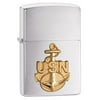 Zippo United States Navy Emblem Brushed Chrome Pocket Lighter